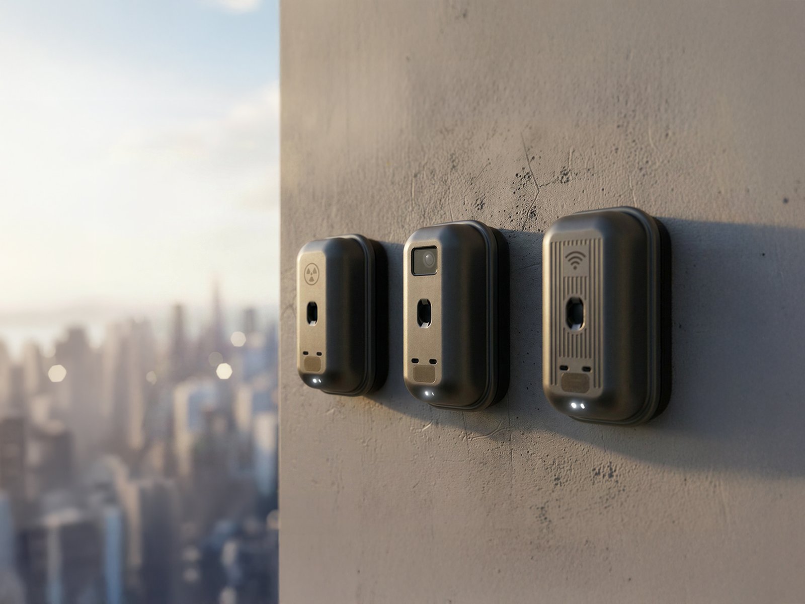 Flyz Robotics modular sensor payload — triple unit wall deployment